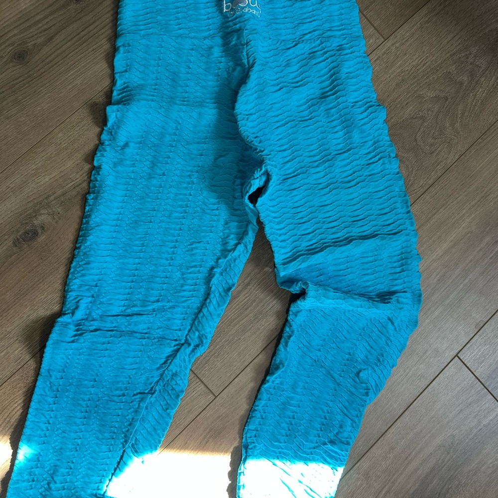 Blue Textured Kids Leggings